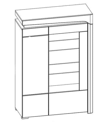 Cadillac Oak Effect and White Gloss Wide Display Cabinet with LED Lighting - UK Luxury Furniture